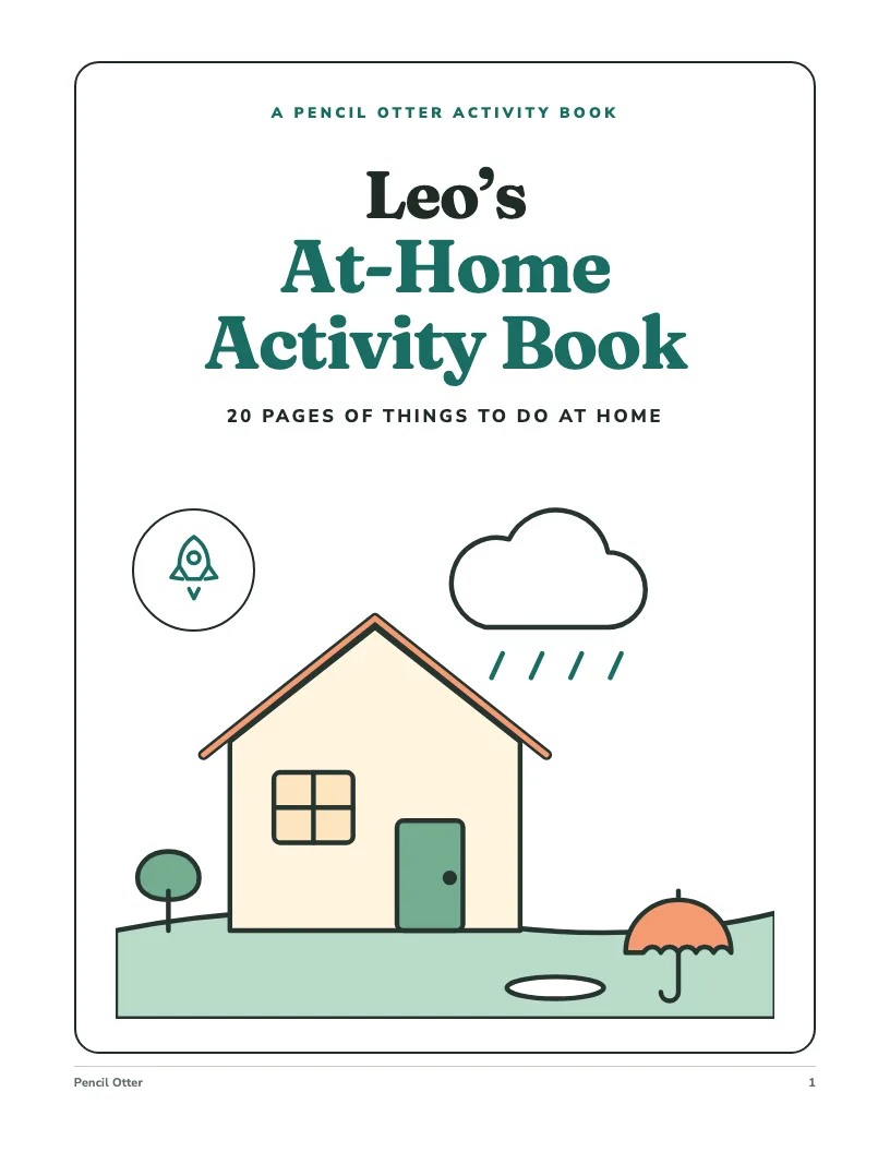 Cover of a sample at-home pack: “Leo’s At-Home Activity Book”