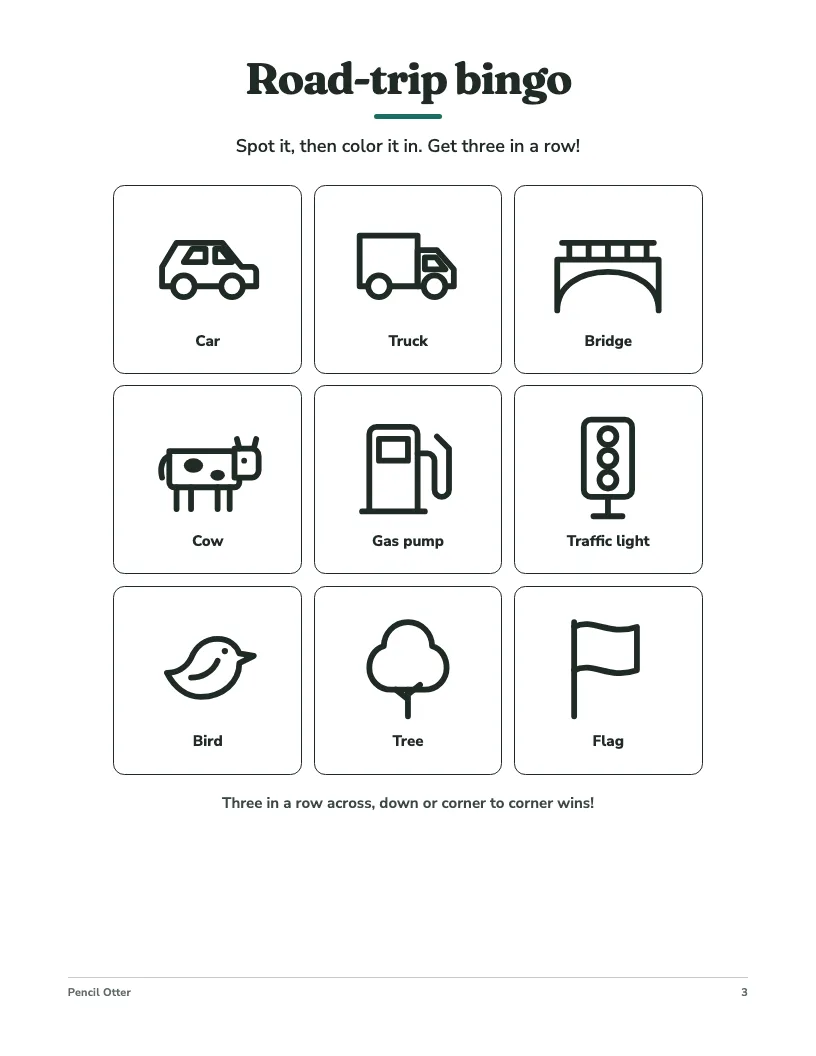 Road-trip bingo